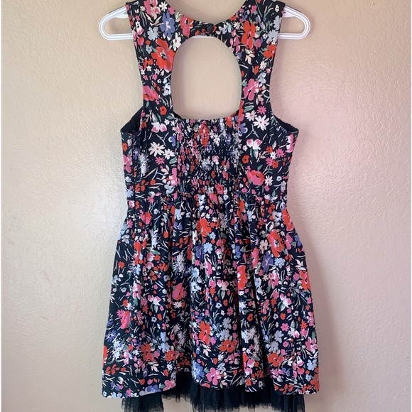 Free People Fairy Goth Floral Smocked Tulle Fit And Flare Dress Size S - Picture 3 of 8